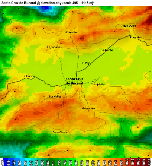 Santa Cruz de Bucaral elevation map