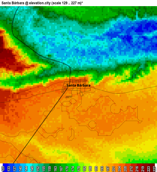 Santa Bárbara elevation map