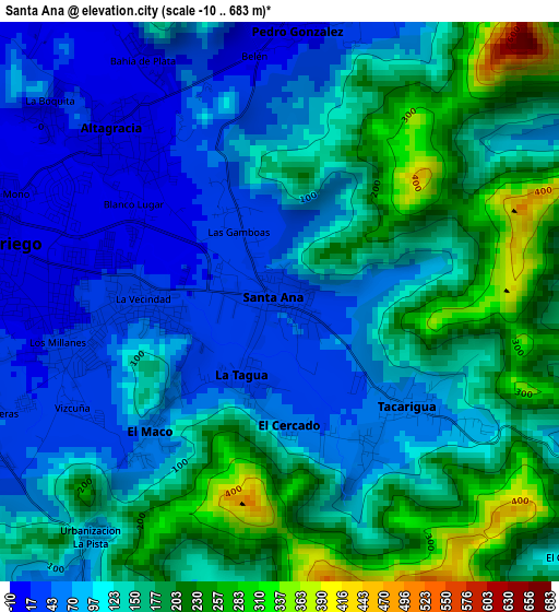 Santa Ana elevation map