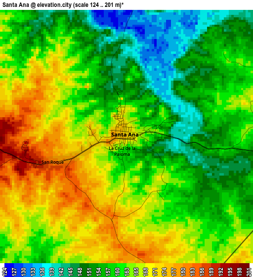 Santa Ana elevation map