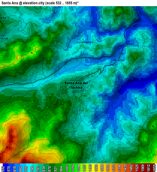 Santa Ana elevation map