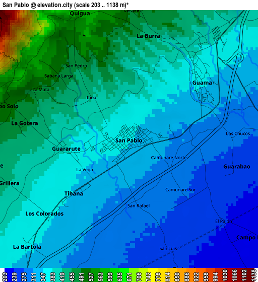 San Pablo elevation map