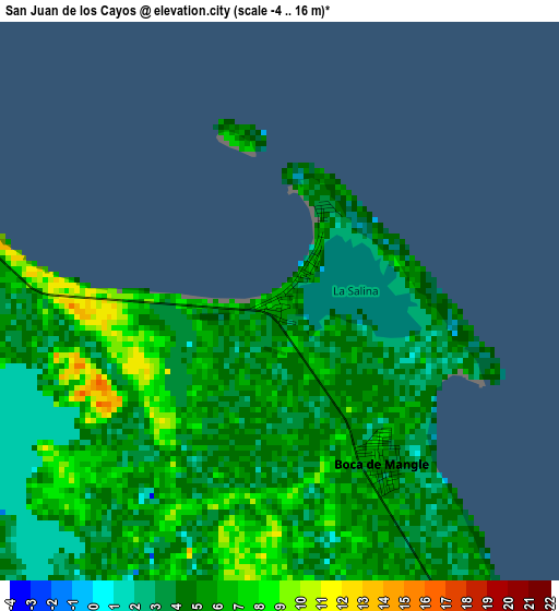 San Juan de los Cayos elevation map