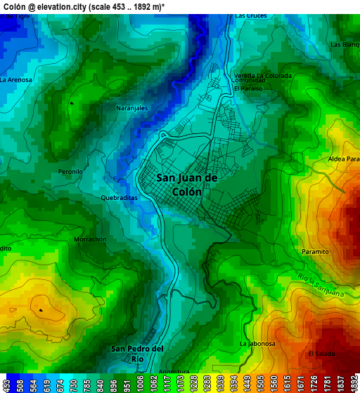 Colón elevation map