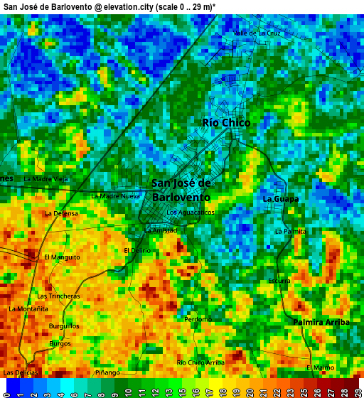 San José de Barlovento elevation map
