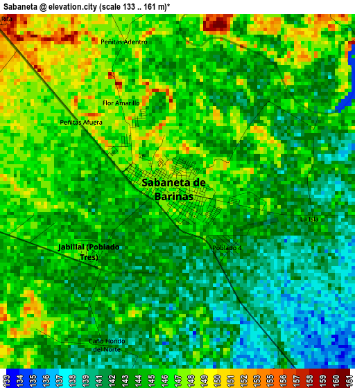 Sabaneta elevation map