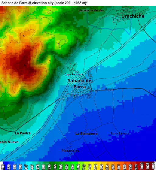 Sabana de Parra elevation map