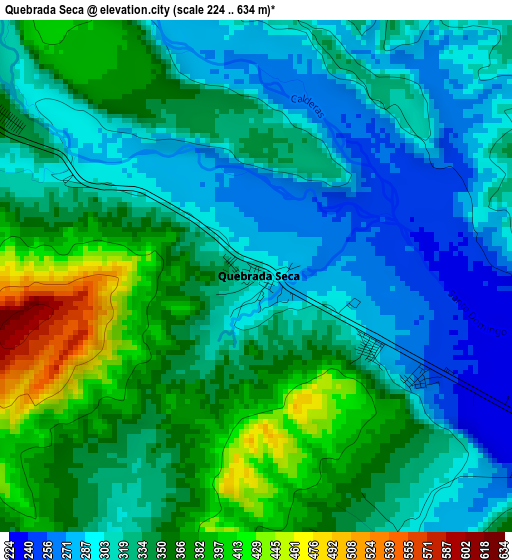 Quebrada Seca elevation map