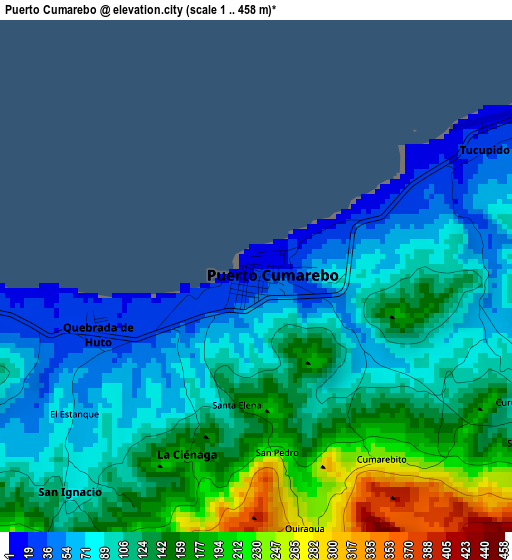 Puerto Cumarebo elevation map