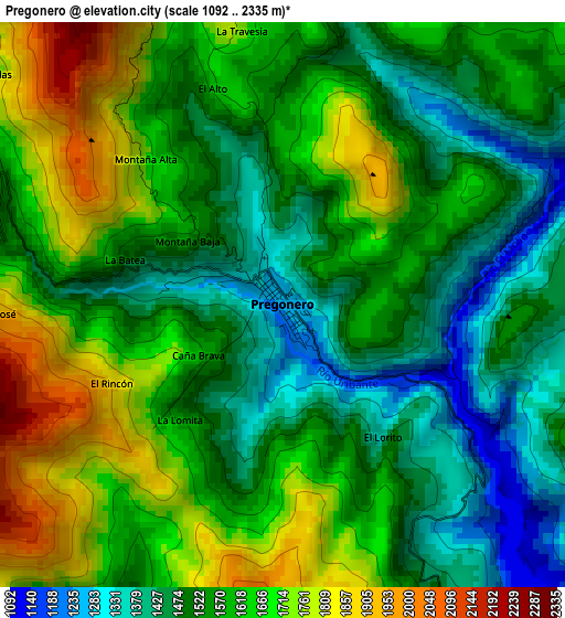 Pregonero elevation map