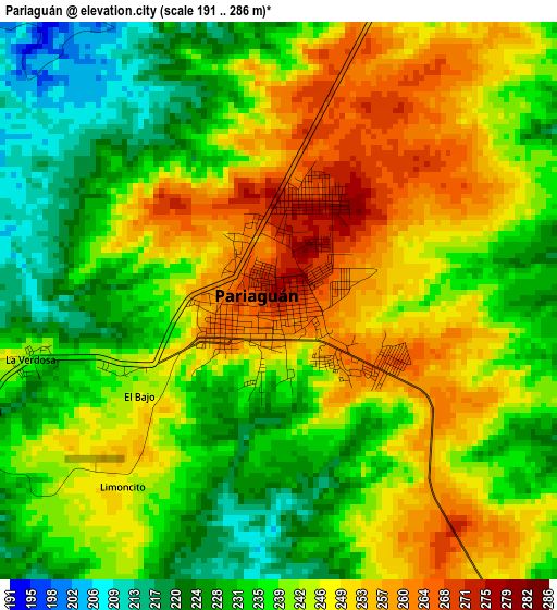 Pariaguán elevation map