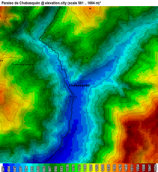 Paraíso de Chabasquén elevation map