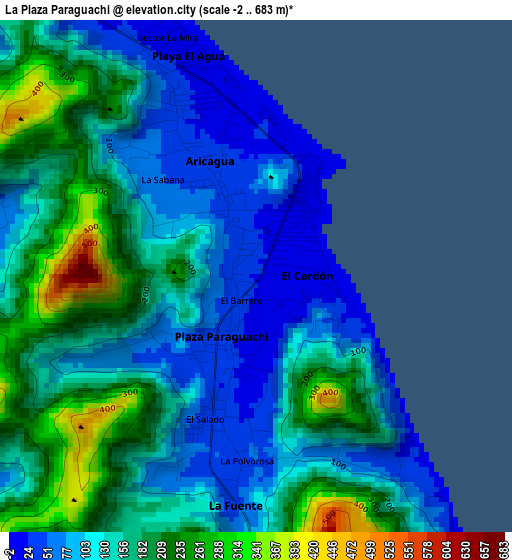 La Plaza Paraguachi elevation map