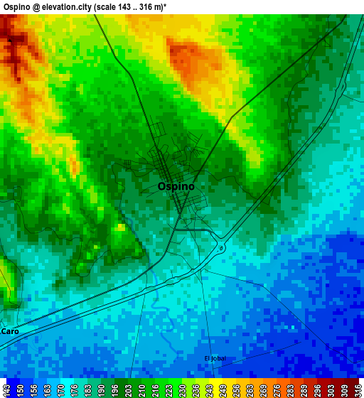 Ospino elevation map