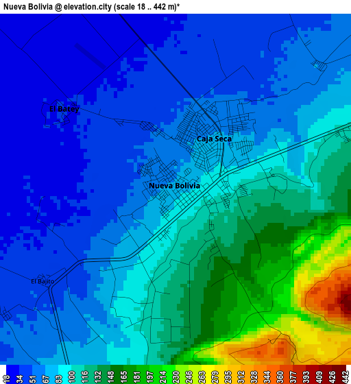 Nueva Bolivia elevation map