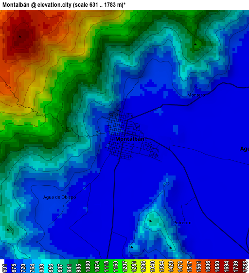 Montalbán elevation map