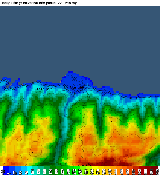 Marigüitar elevation map