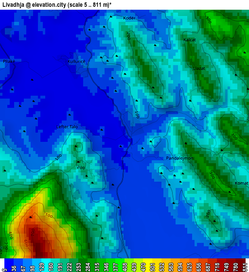 Livadhja elevation map