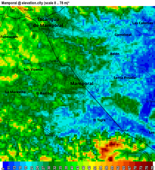 Mamporal elevation map