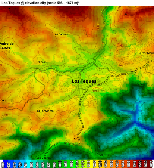 Los Teques elevation map