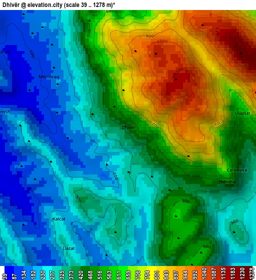 Dhivër elevation map