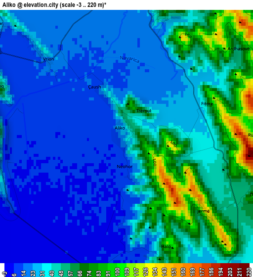 Aliko elevation map