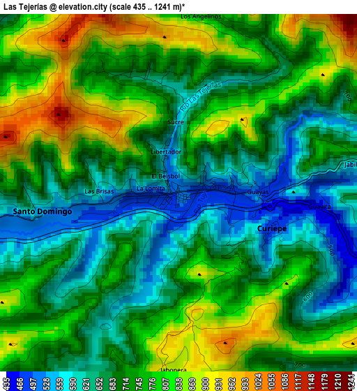 Las Tejerías elevation map