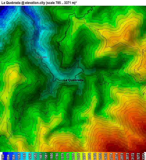 La Quebrada elevation map