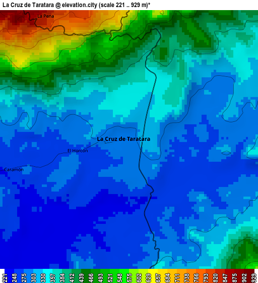 La Cruz de Taratara elevation map