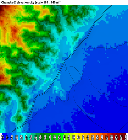 Chameta elevation map