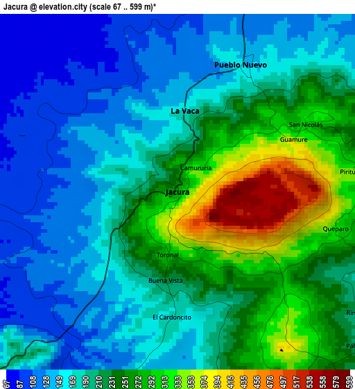 Jacura elevation map