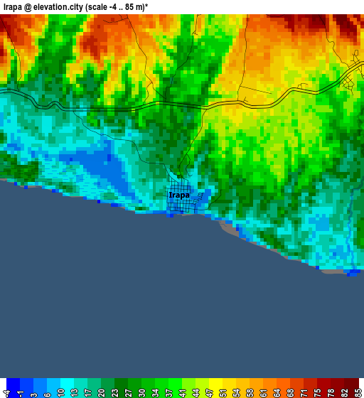 Irapa elevation map