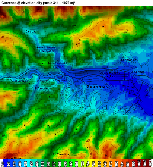 Guarenas elevation map