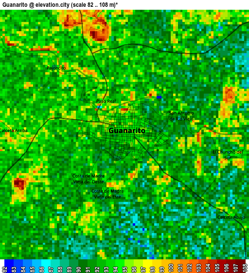 Guanarito elevation map