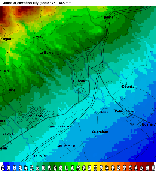 Guama elevation map