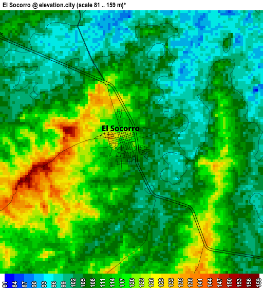 El Socorro elevation map