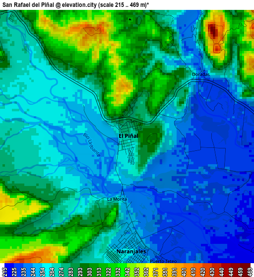 San Rafael del Piñal elevation map