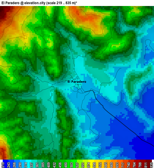 El Paradero elevation map
