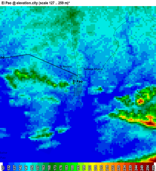 El Pao elevation map