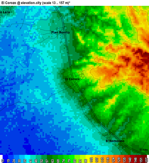 El Corozo elevation map