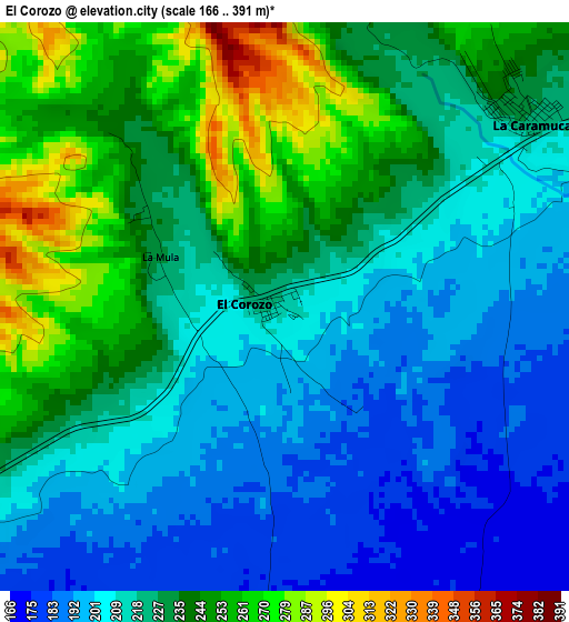 El Corozo elevation map