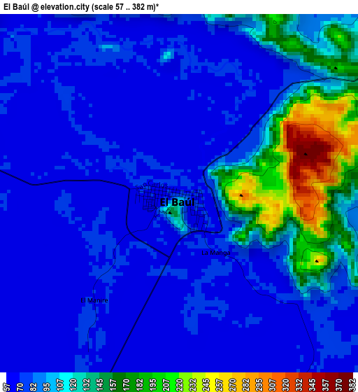 El Baúl elevation map