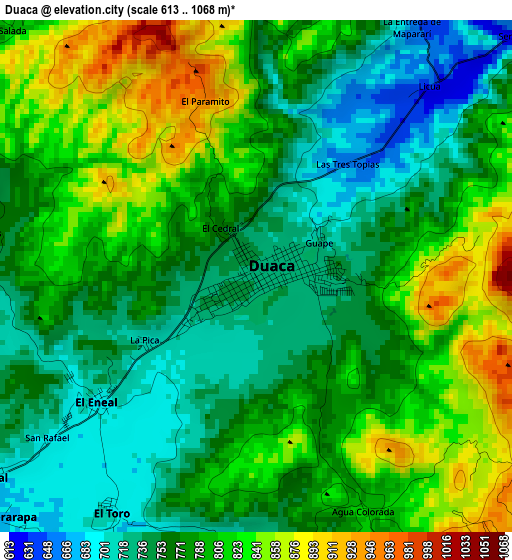 Duaca elevation map