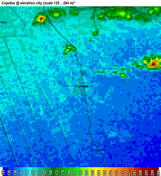Cojedes elevation map