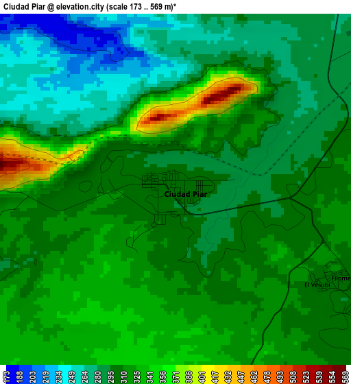 Ciudad Piar elevation map