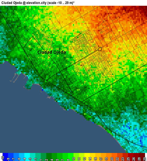 Ciudad Ojeda elevation map