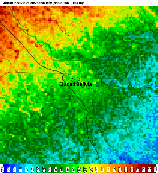 Ciudad Bolivia elevation map