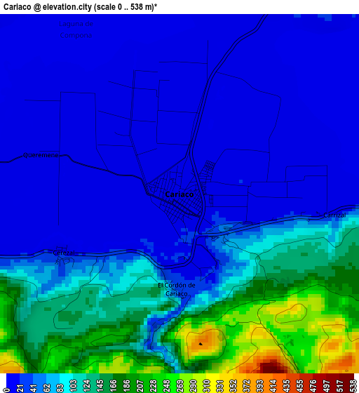 Cariaco elevation map