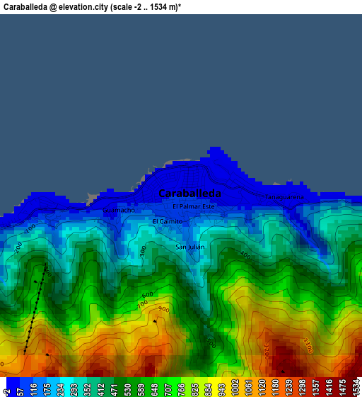 Caraballeda elevation map