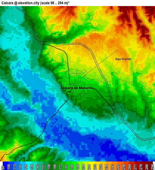 Caicara elevation map